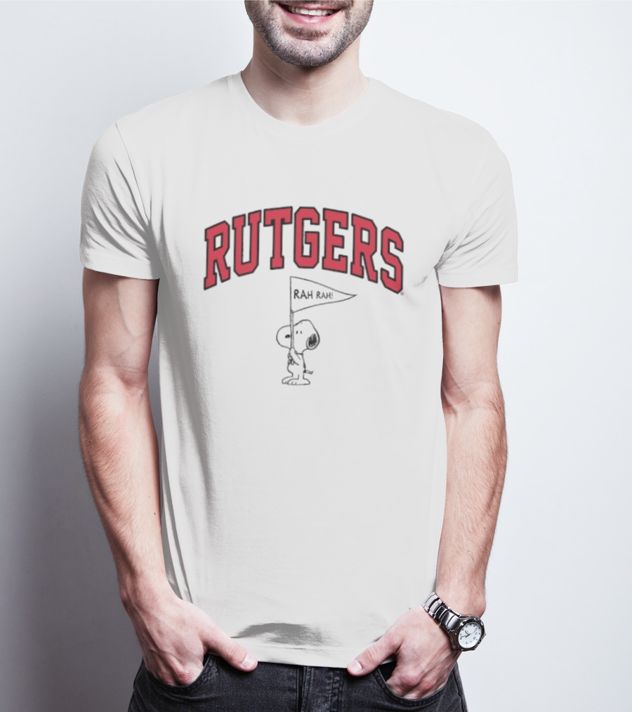 Rutgers Scarlet Knights Snoopy Rah Rah Flag T-Shirt