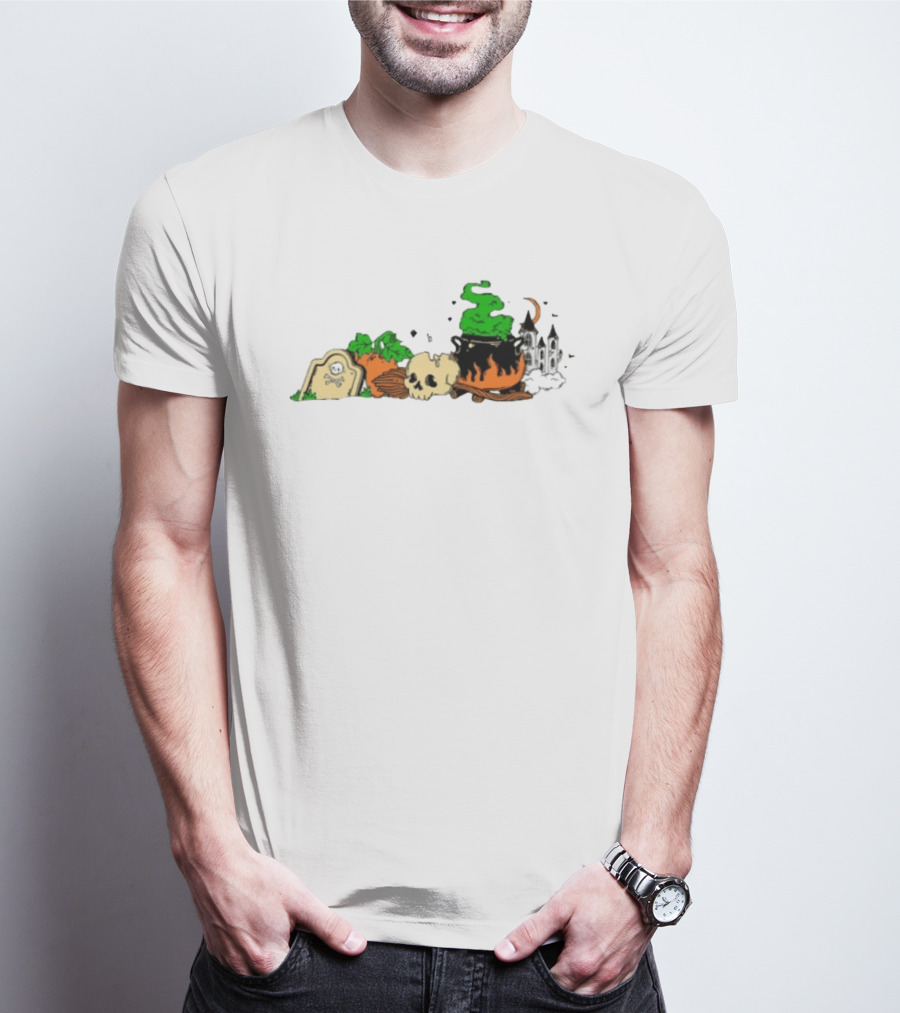 Spooky Kentucky Halloween With Pumpkins And Skull Scene T-Shirt