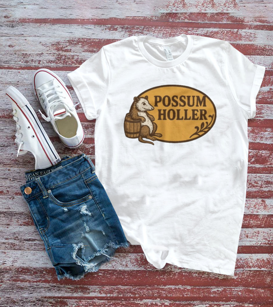 Possum Holler Rustic Opossum With Barrel T-Shirt