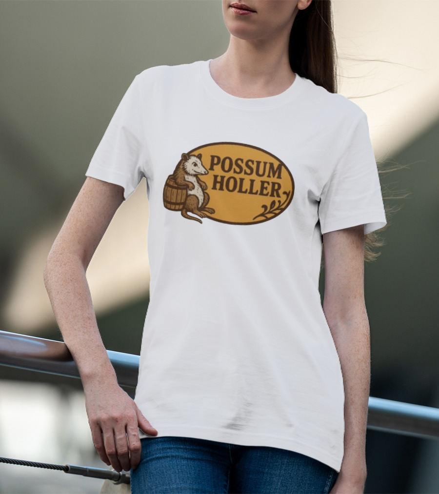 Possum Holler Rustic Opossum With Barrel T-Shirt