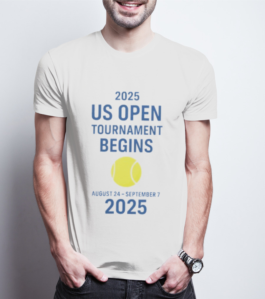 2025 US Open Tournament Begins August 24 To September 7 Tennis Ball T-Shirt