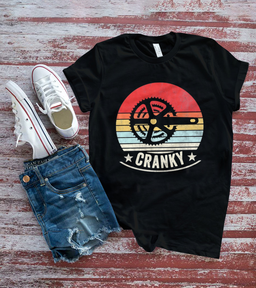 Cranky Sunset Bike Crank Retro Vintage Cycling T-Shirt