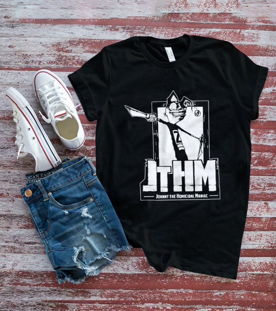 JTHM Johnny The Homicidal Maniac Distressed Black And White Comic T-Shirt