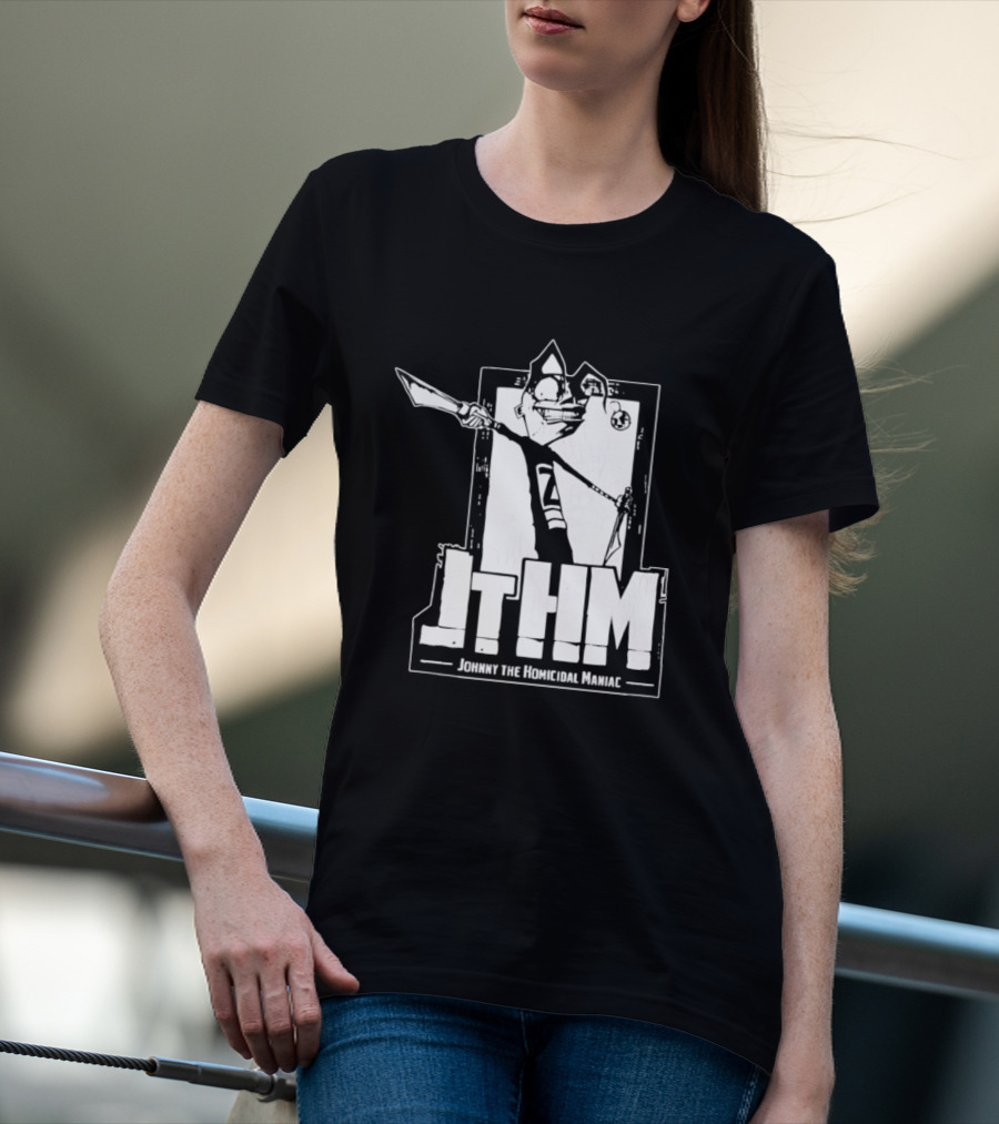 JTHM Johnny The Homicidal Maniac Distressed Black And White Comic T-Shirt