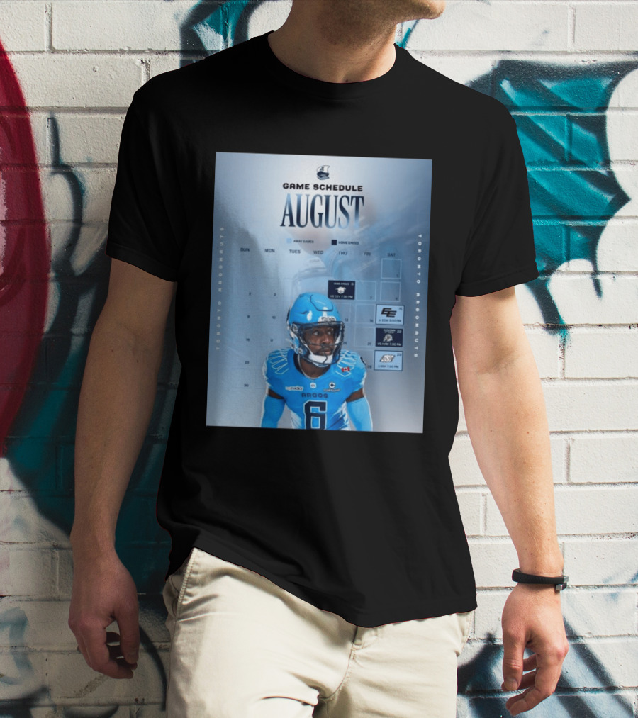 Toronto Argonauts August Game Schedule 2023 CFL Football Player Calendar T-Shirt