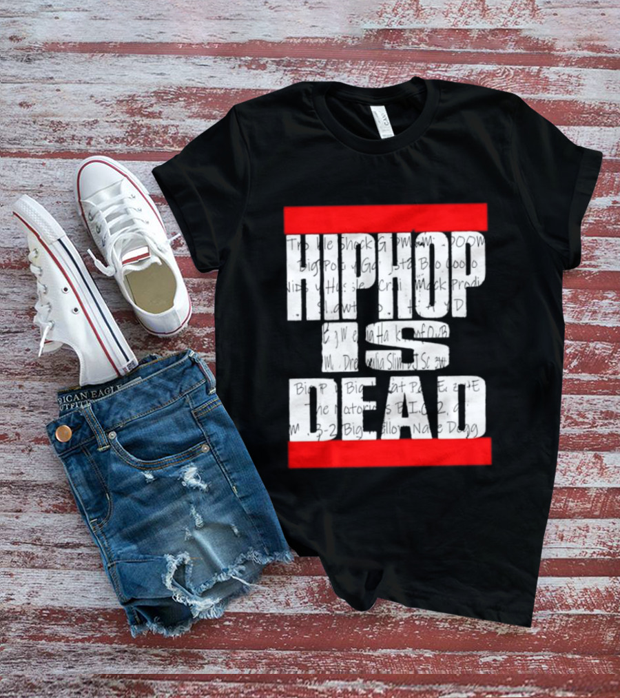 Hip Hop Is Dead White Text With Red Bars T-Shirt