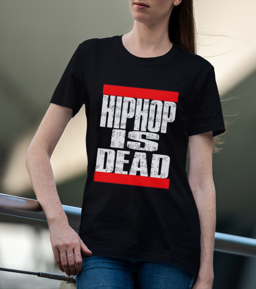 Hip Hop Is Dead White Text With Red Bars T-Shirt
