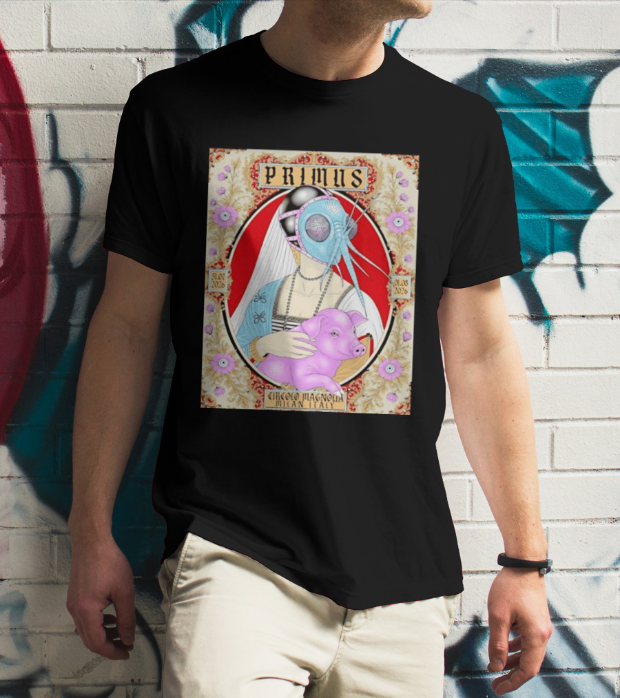 Primus Circolo Magnolia Milan Italy July August 2026 Concert Floral T-Shirt