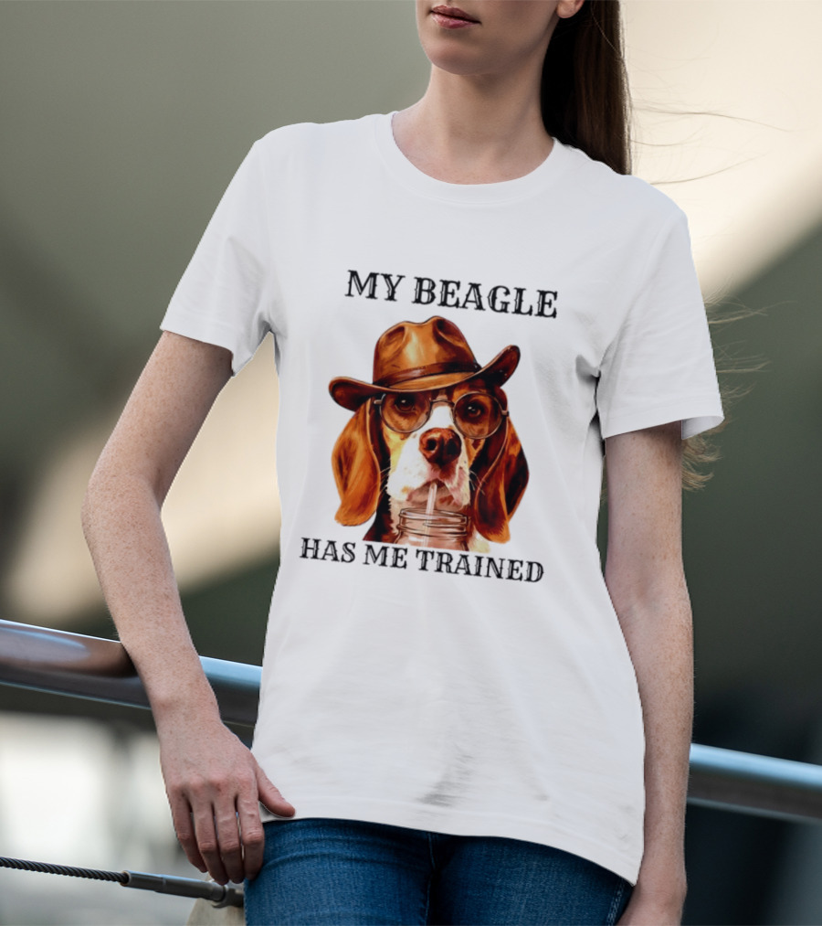 My Beagle Has Me Trained Cowboy Beagle With Hat And Glasses T-Shirt