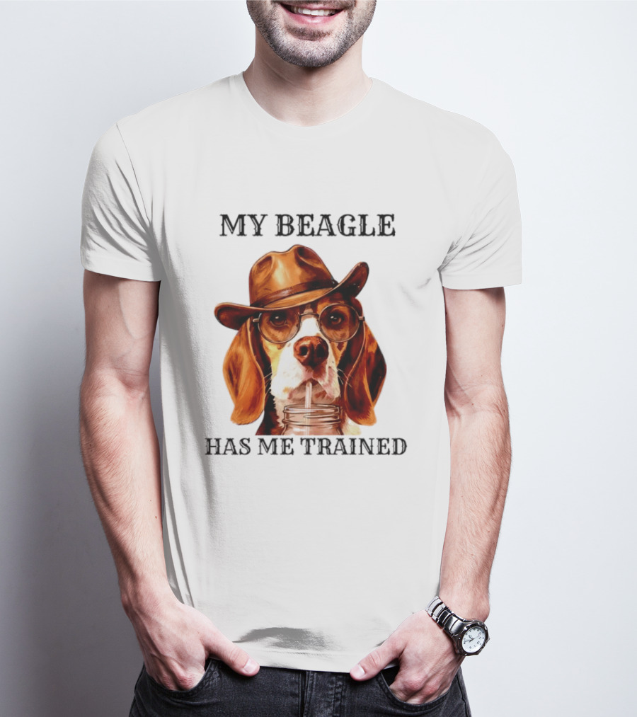 My Beagle Has Me Trained Cowboy Beagle With Hat And Glasses T-Shirt