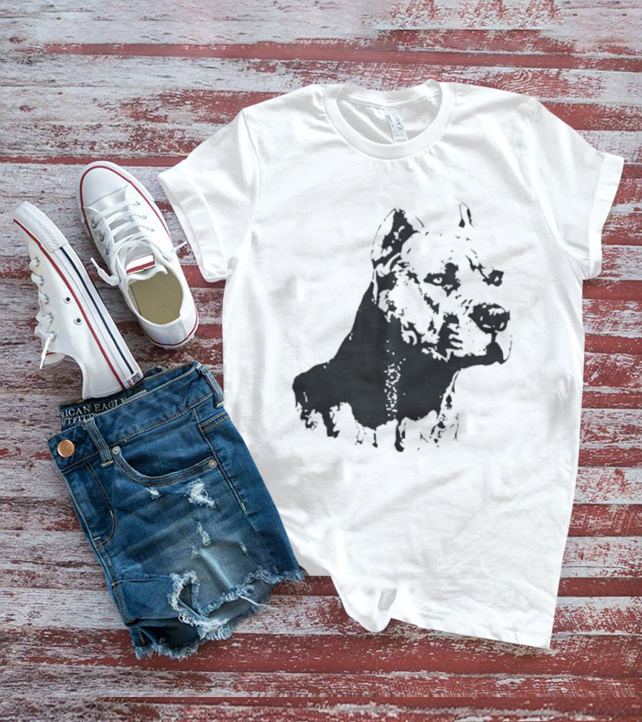 Distressed Pit Bull Dog Face Art For Dog Lovers T-Shirt
