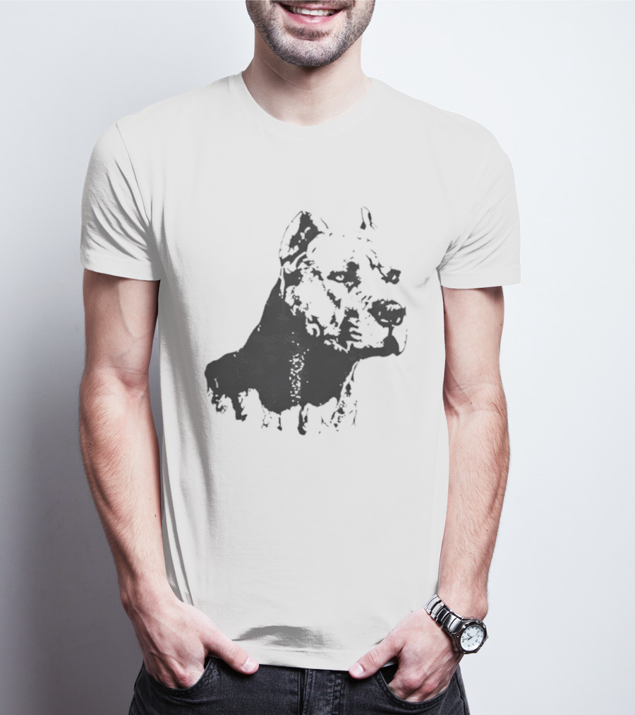 Distressed Pit Bull Dog Face Art For Dog Lovers T-Shirt