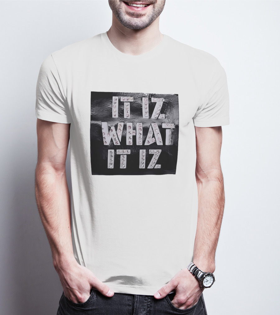 It Iz What It Iz Rhinestone Sparkly Slang Black T-Shirt