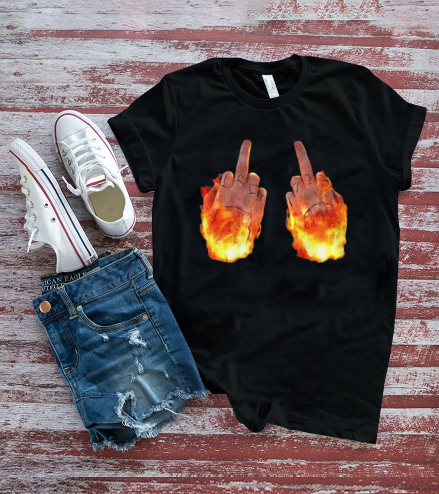 Sid The 3Rd Middle Fingers Flaming Gesture T-Shirt