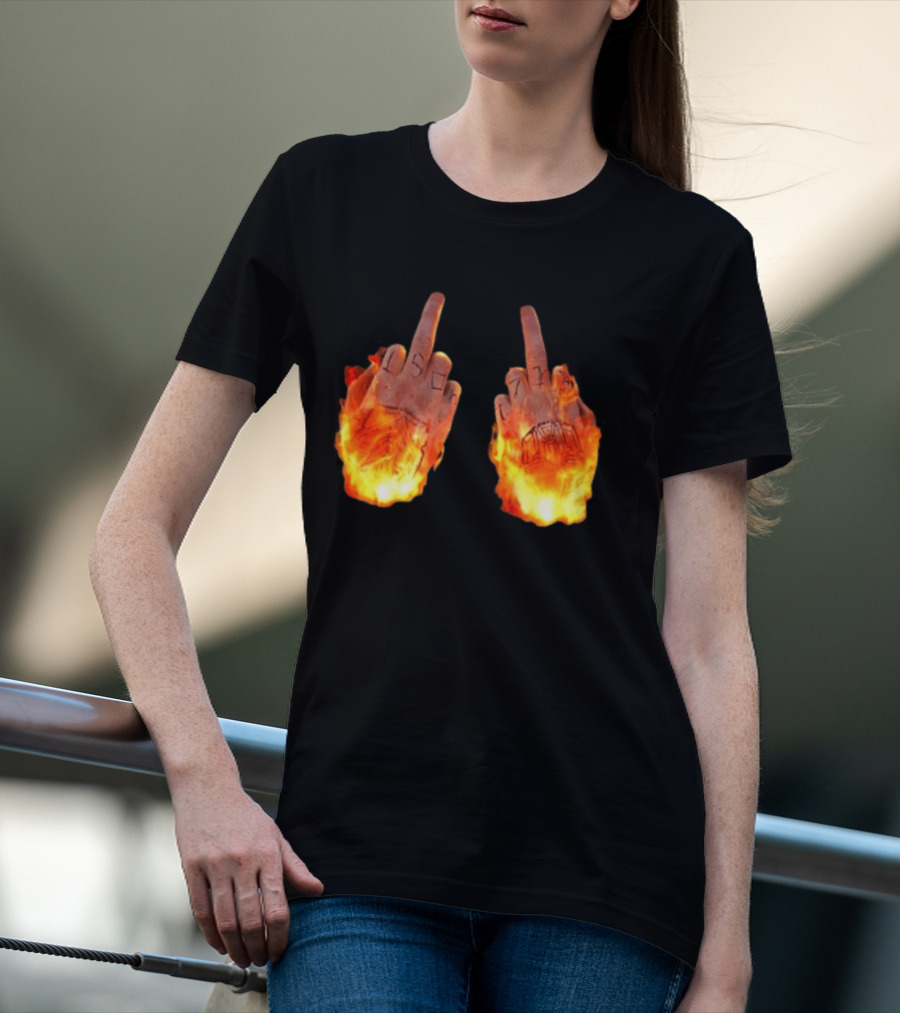 Sid The 3Rd Middle Fingers Flaming Gesture T-Shirt