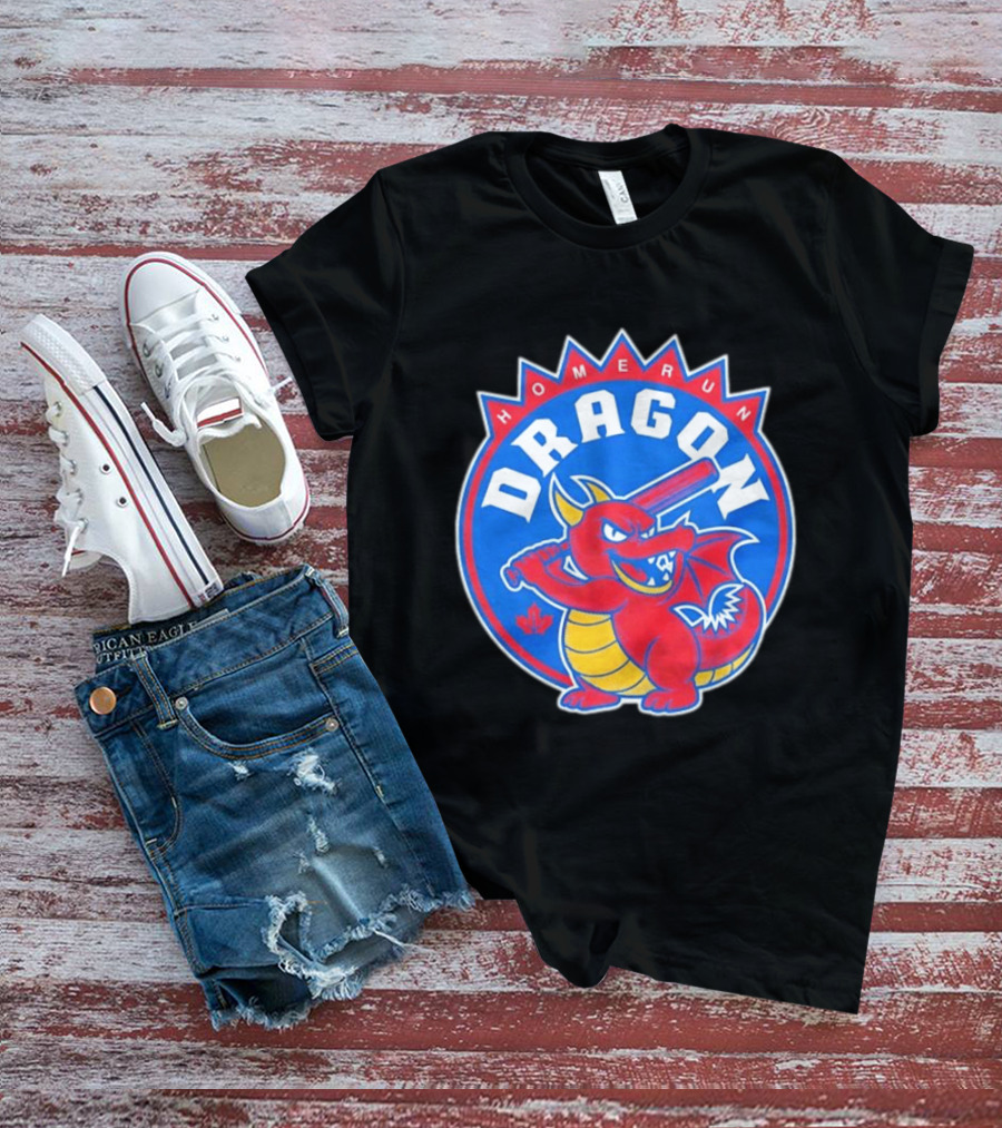 Homerun Dragon Toronto Blue Jays Batter With Red Bat And Maple Leaf T-Shirt