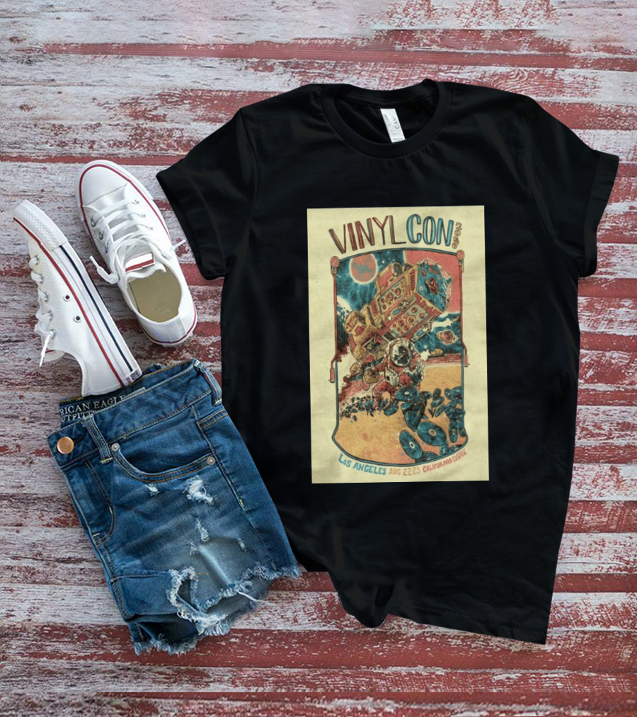 VinylCon Los Angeles August 22 23 2026 California Festival Space Astronaut Turntable T-Shirt