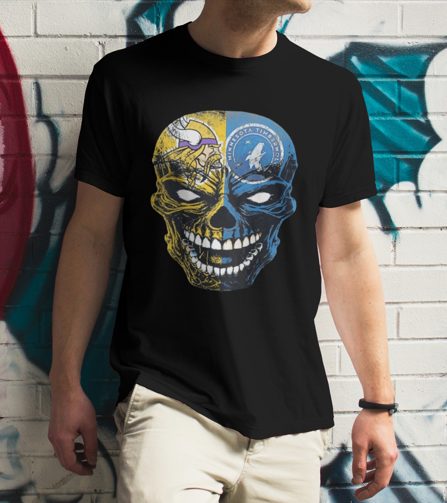 Minnesota Vikings Timberwolves Skull Mashup T-Shirt