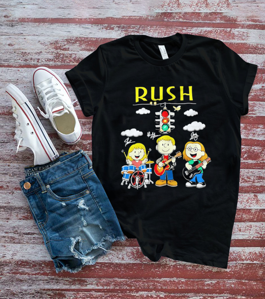 Rush Band Peanuts Parody Neil Peart Cartoon Traffic Light T-Shirt