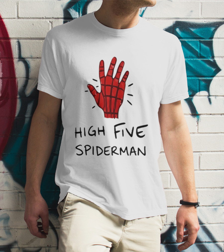 High Five Spiderman Marvel Superhero Comic Book T-Shirt