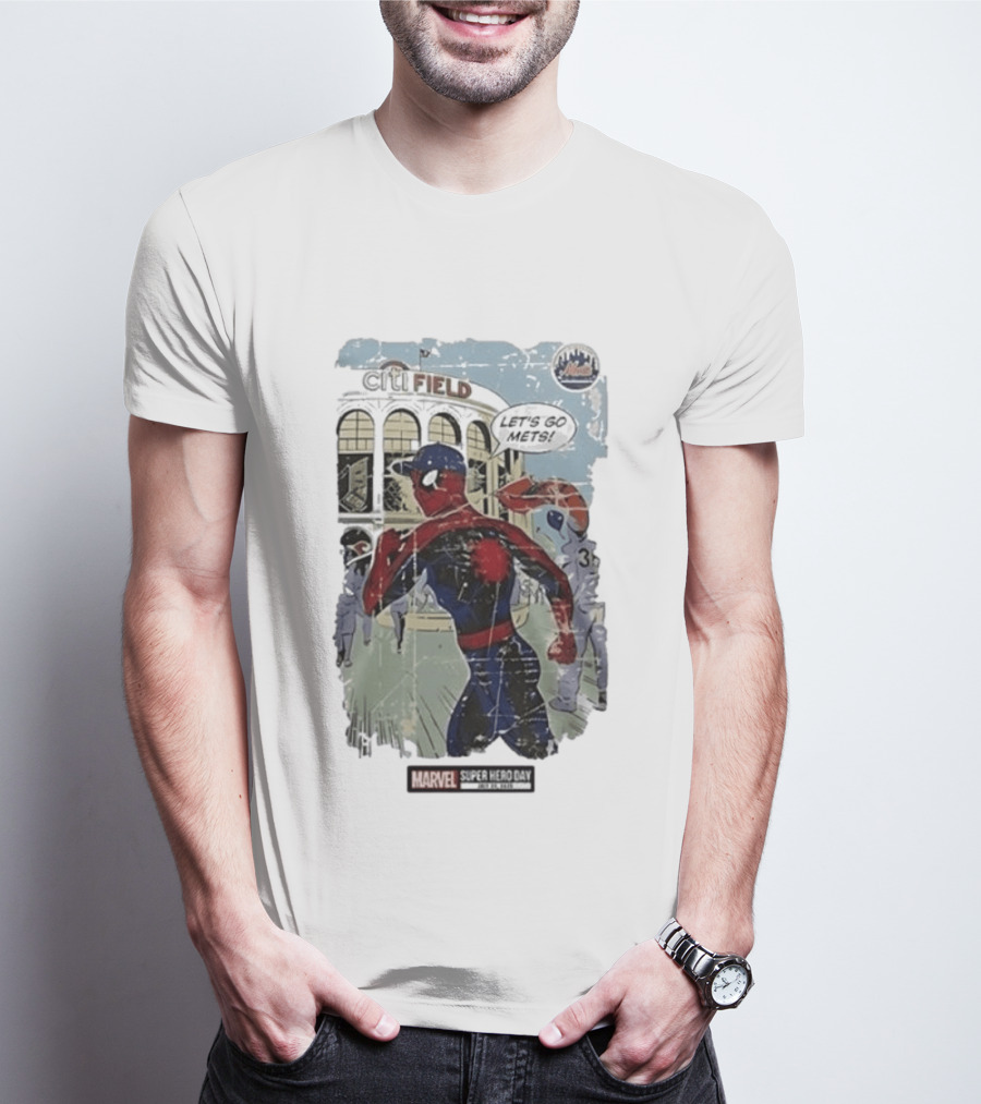 Citi Field Marvel Super Hero Day Spiderman Let's Go Mets 2026 T-Shirt