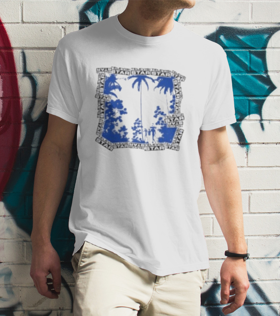 Televisi Star Catalog Store Paradise Blue White Palms T-Shirt