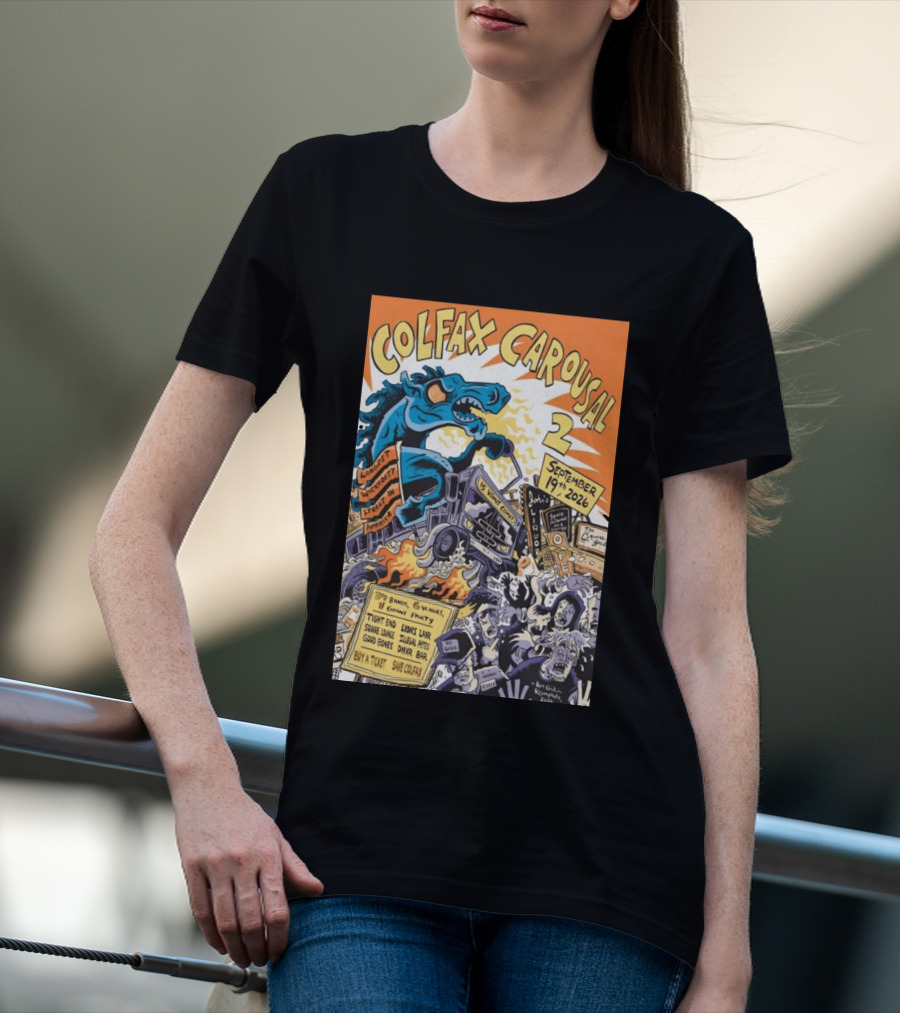 Colfax Carousal 2 Longest Wickedest Street September 19th 2026 Bands Venues Gory Party Denver CO T-Shirt