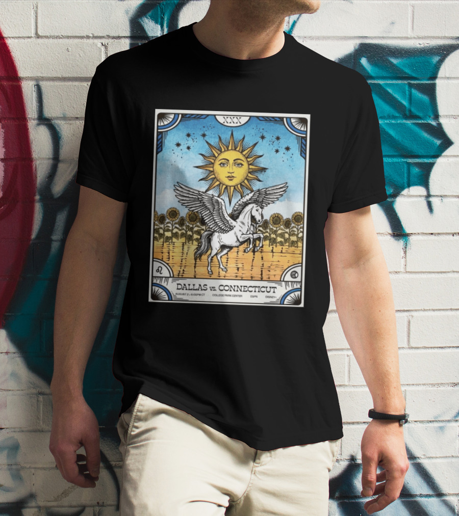 Dallas Vs Connecticut August 2 6pm CT College Park Center ESPN Disney Sunflower Pegasus Sun T-Shirt