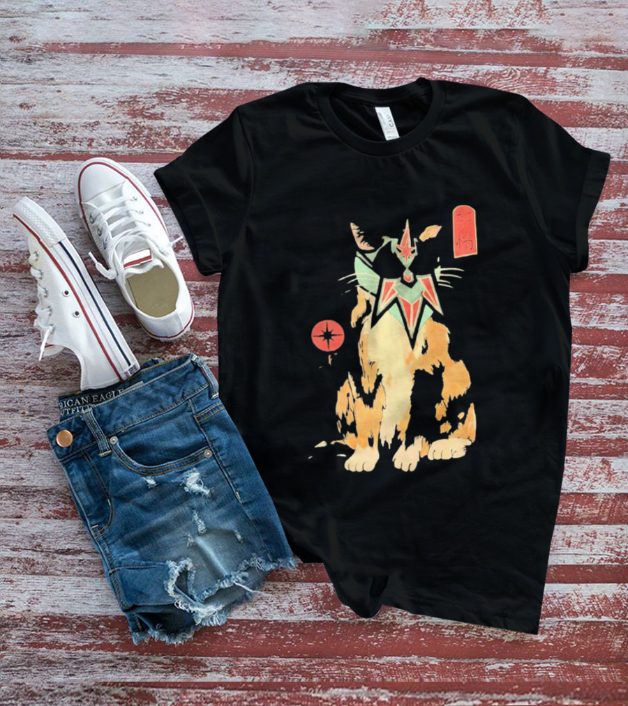 Shimbashi Masked Calico Cat Eastern Symbol And Star T-Shirt