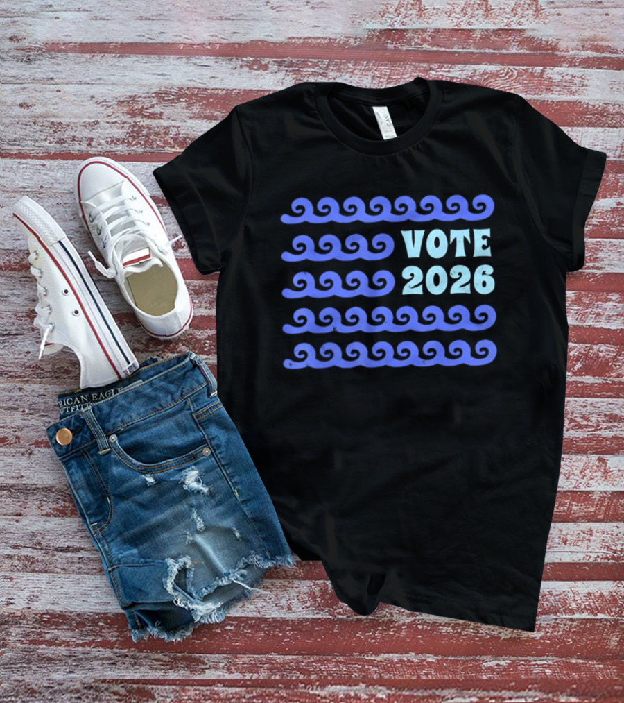 Vote 2026 Distressed Blue Wave Political Election T-Shirt