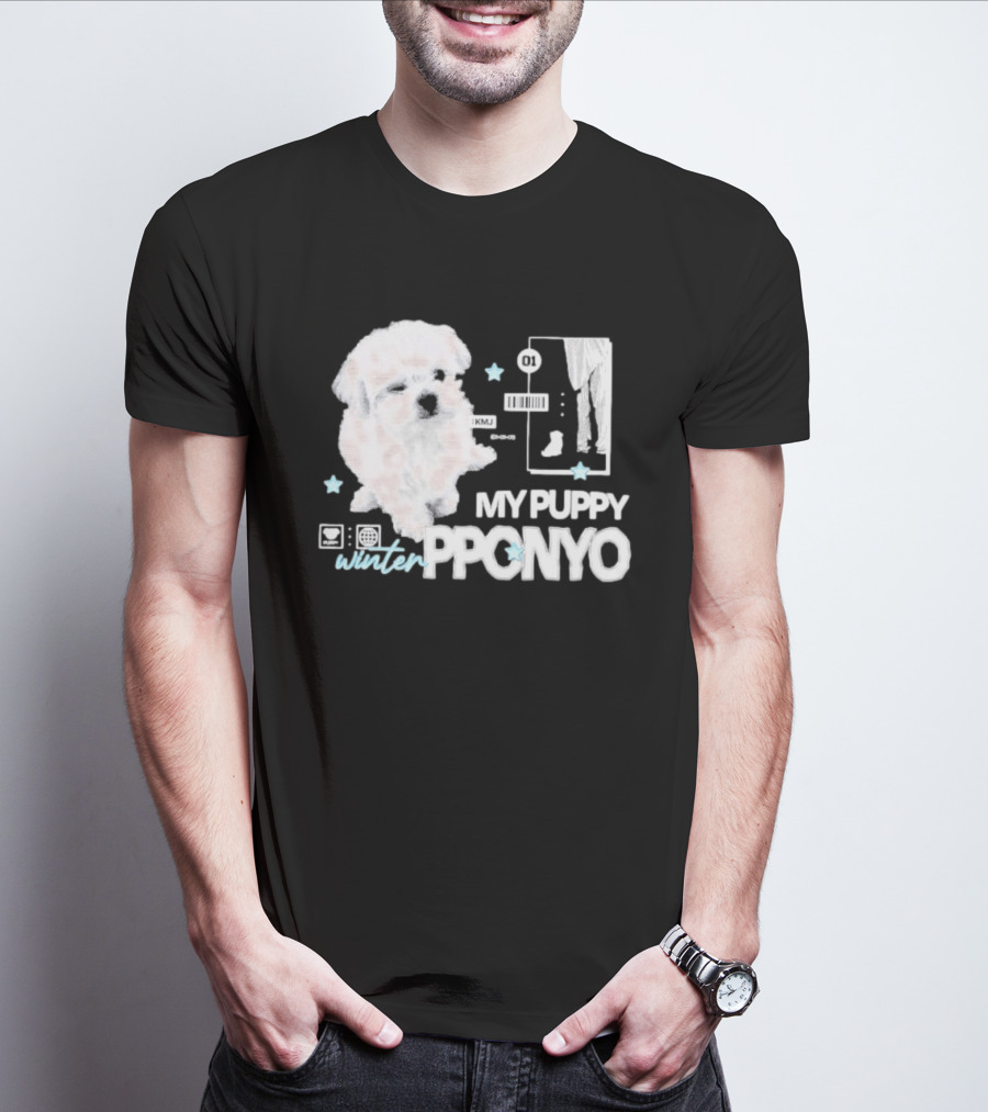 Winter Aespa My Puppy Pponyo KMJ Cute Dog T-Shirt
