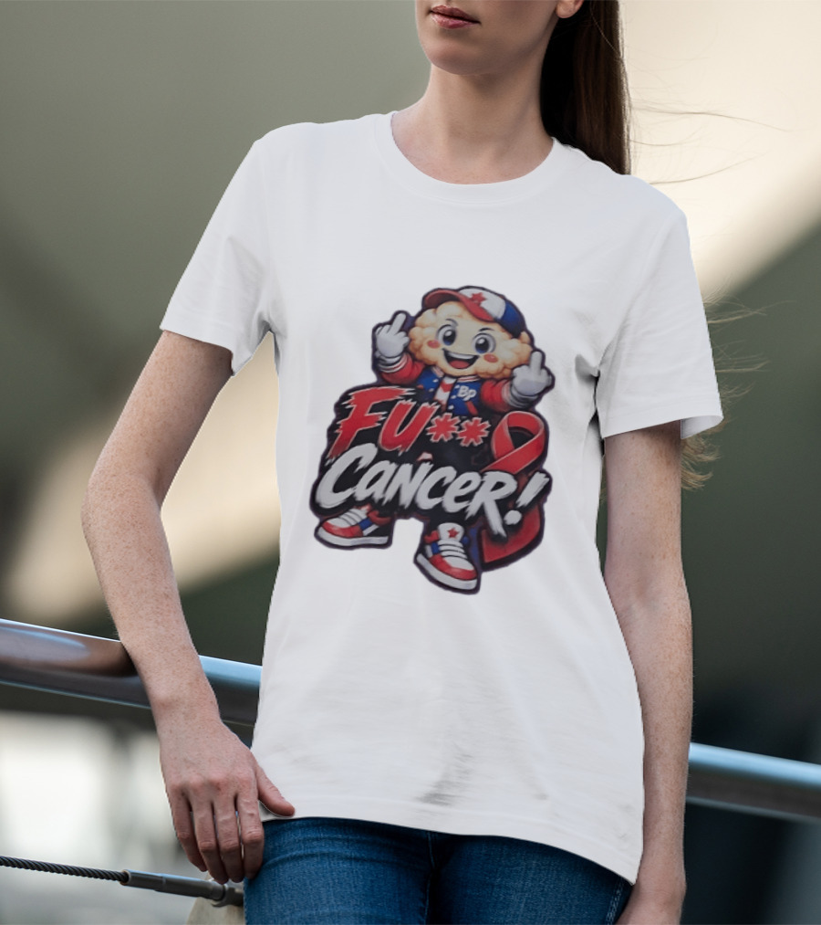 Fu Cancer BP Kid With Awareness Ribbon Support T-Shirt