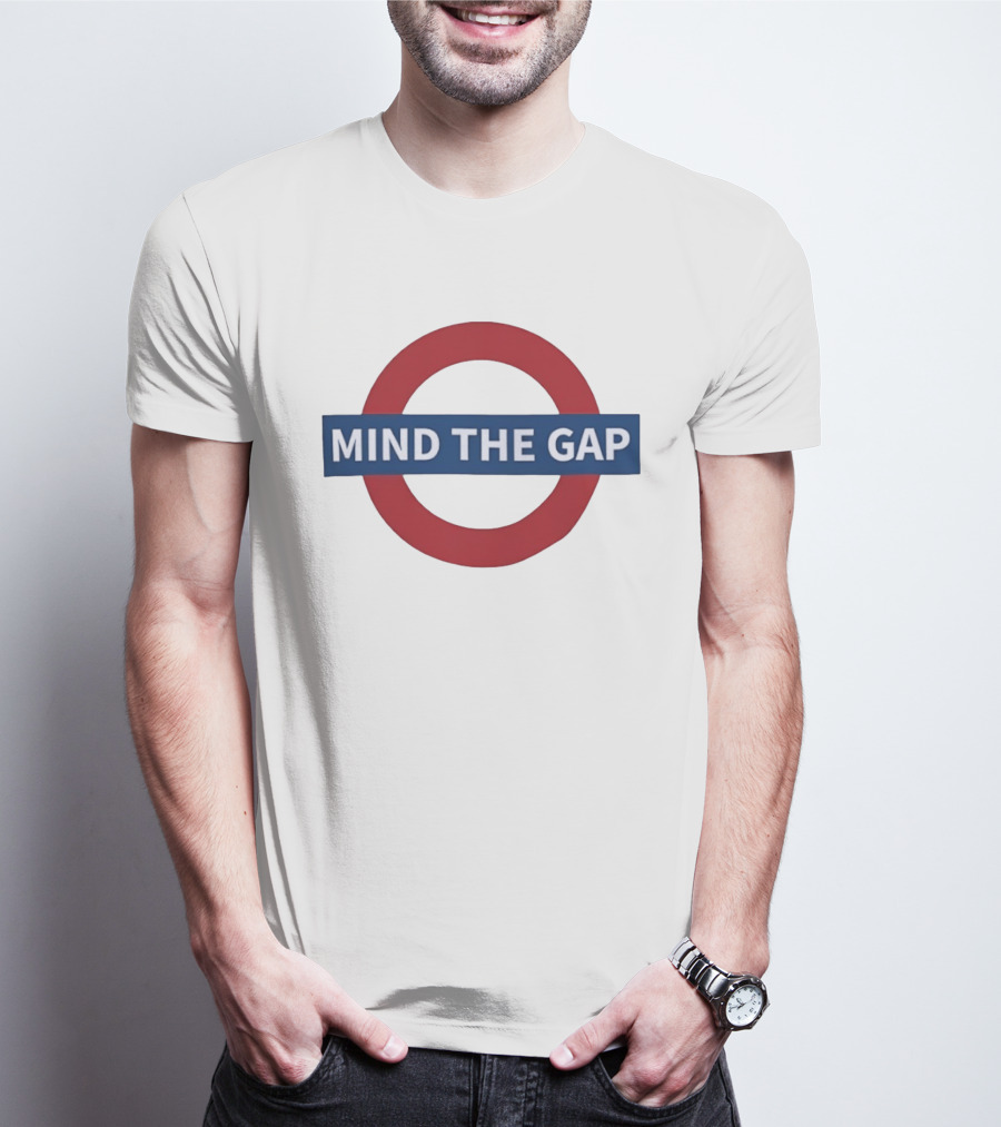 Mind The Gap London Underground Sign Tube Red Circle Blue Bar T-Shirt