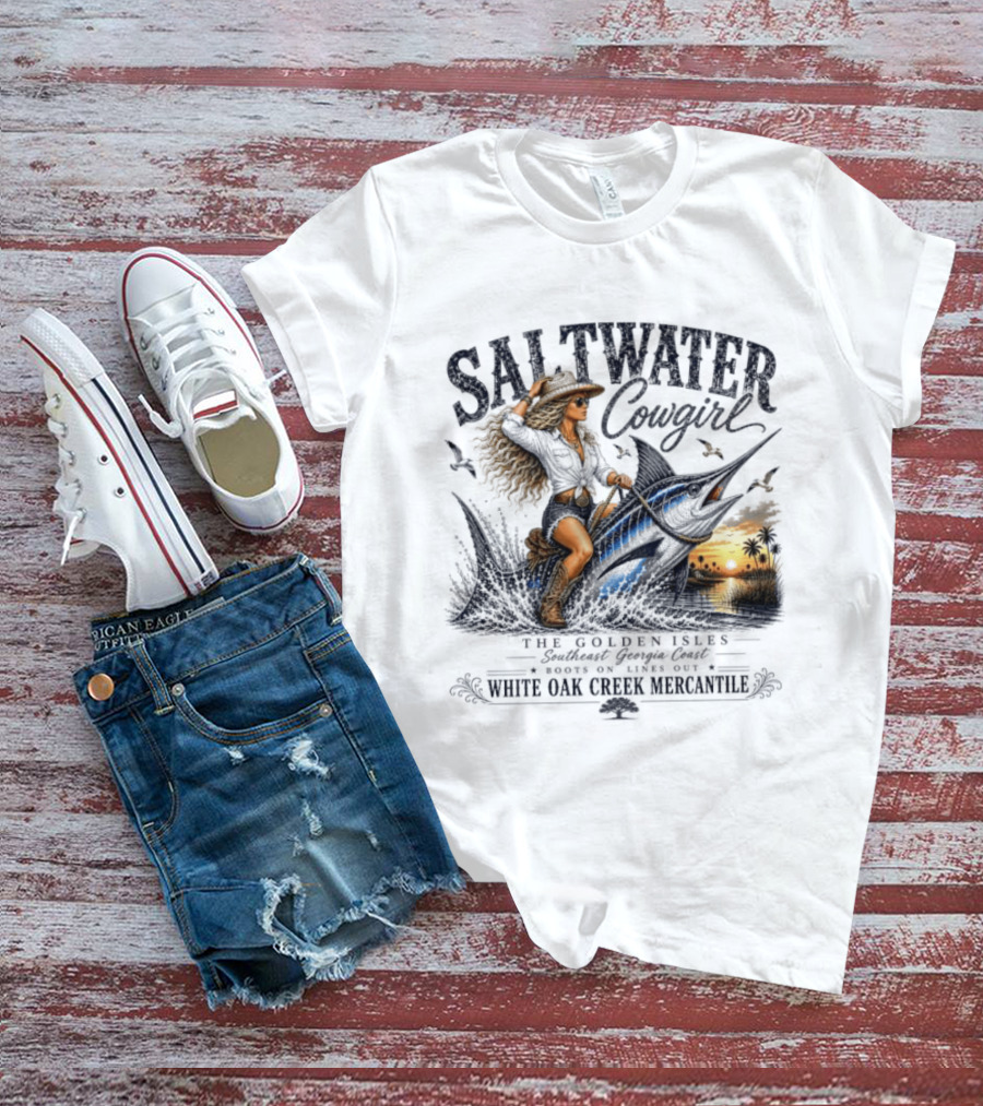 Saltwater Cowgirl The Golden Isles Southern Dream Coast White Oak Creek Mercantile T-Shirt