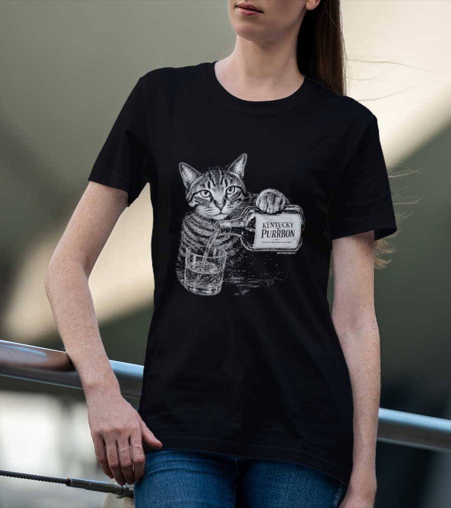 Kentucky Purrbon Cat Pouring Whiskey Bourbon T-Shirt