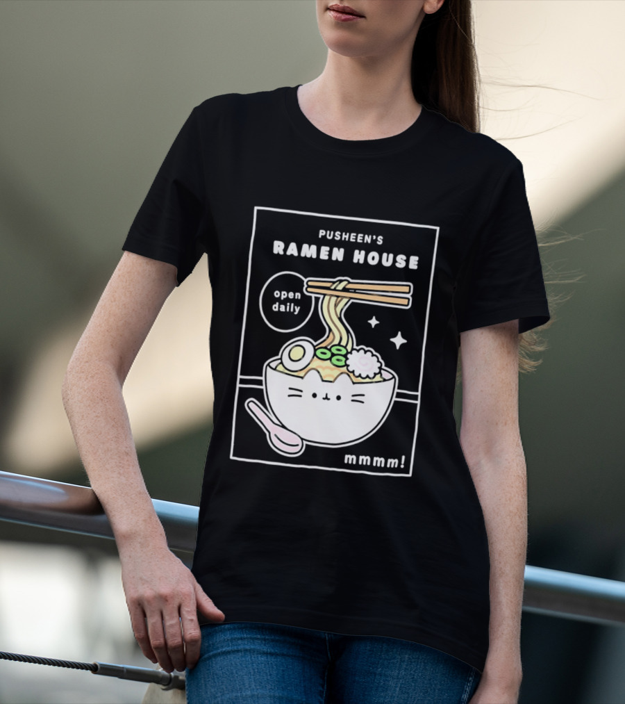 Pusheen's Ramen House Open Daily Noodles Kawaii Mmmm T-Shirt