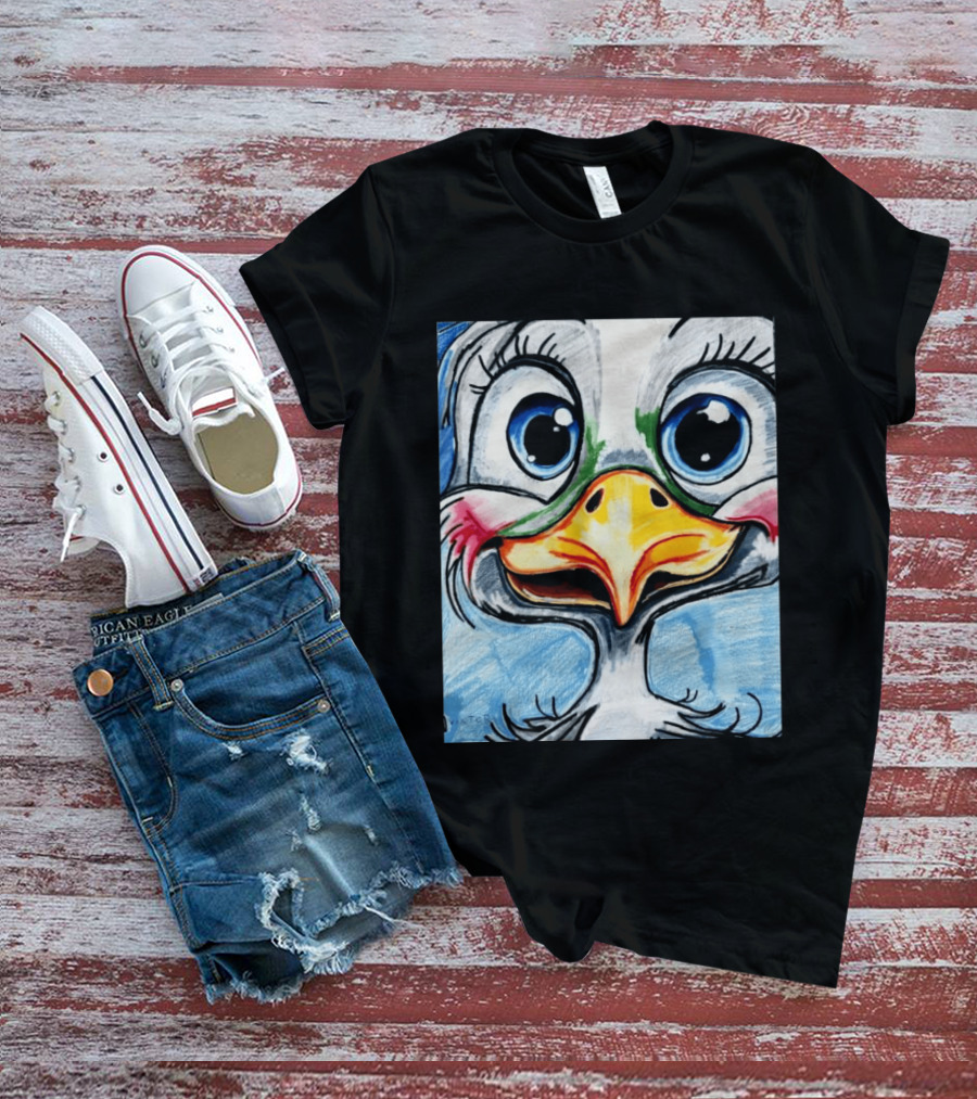 Swoopy The Charming Seagull By Viktor With Big Blue Eyes And Colorful Beak T-Shirt