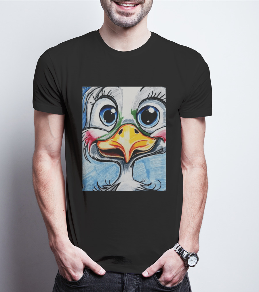 Swoopy The Charming Seagull By Viktor With Big Blue Eyes And Colorful Beak T-Shirt