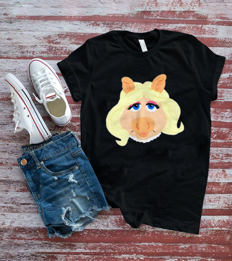 Miss Piggy Iconic Jim Henson's Muppets Character Blonde Hair Blue Eyes T-Shirt