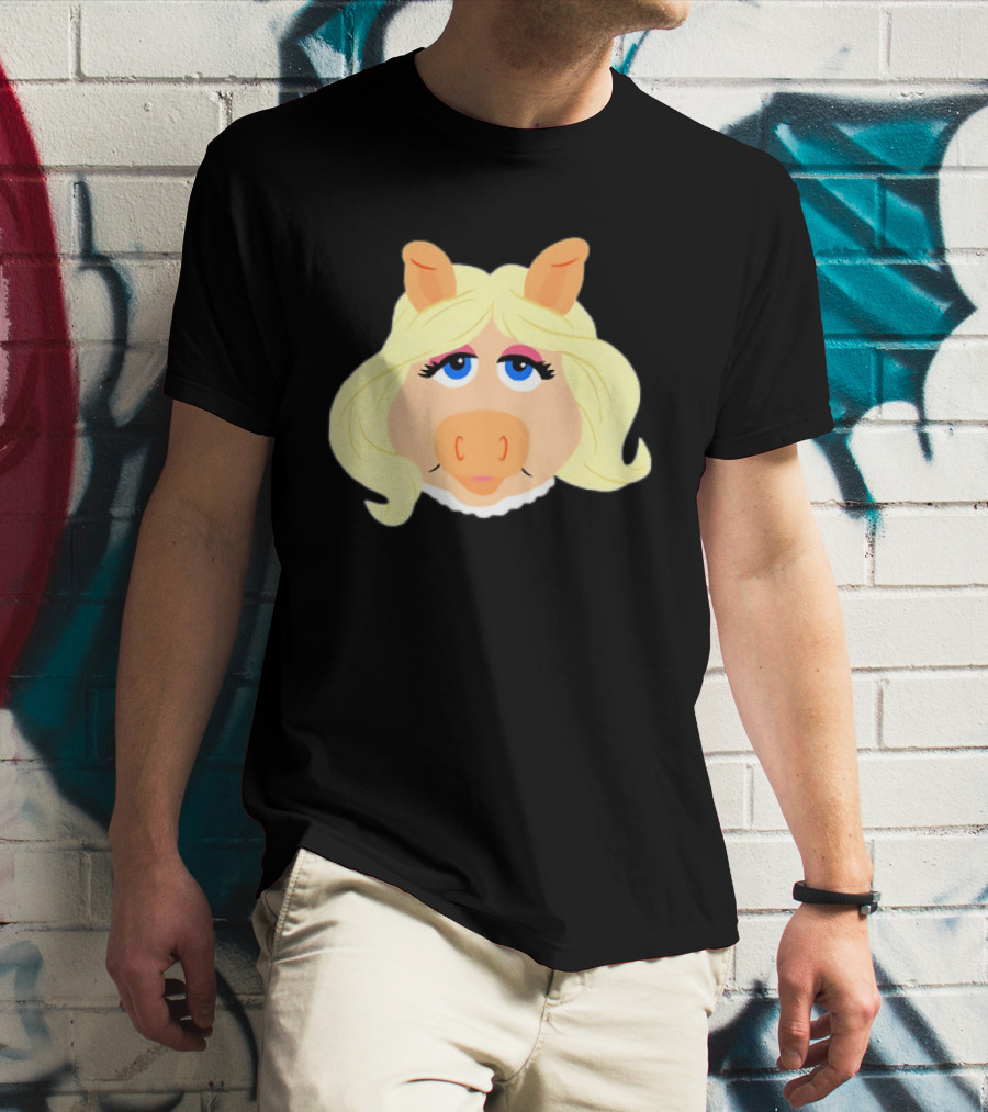 Miss Piggy Iconic Jim Henson's Muppets Character Blonde Hair Blue Eyes T-Shirt