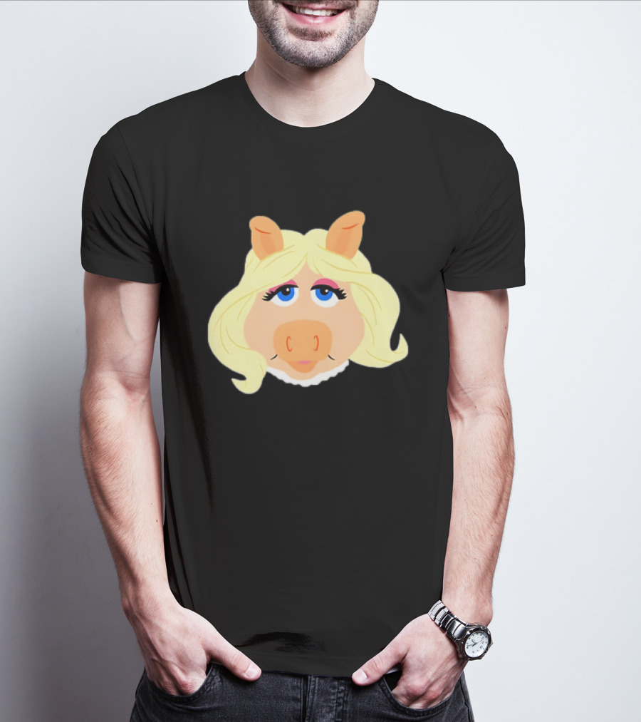 Miss Piggy Iconic Jim Henson's Muppets Character Blonde Hair Blue Eyes T-Shirt