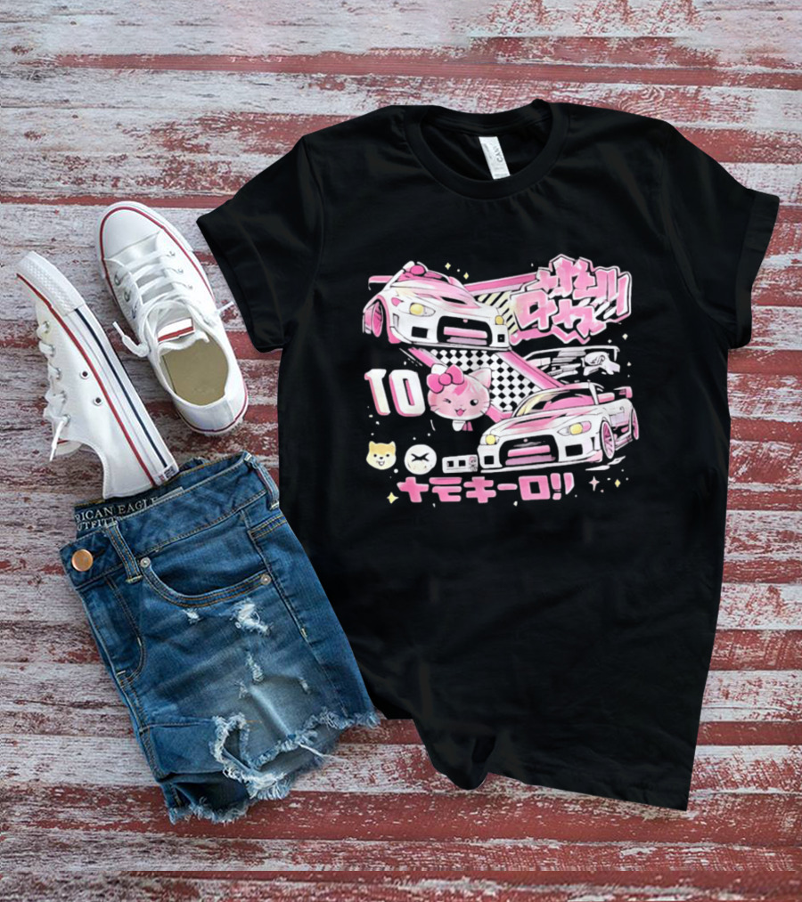 Hello Kitty Pink Racing Car Aesthetic JDM !! 10 Racing Cats T-Shirt