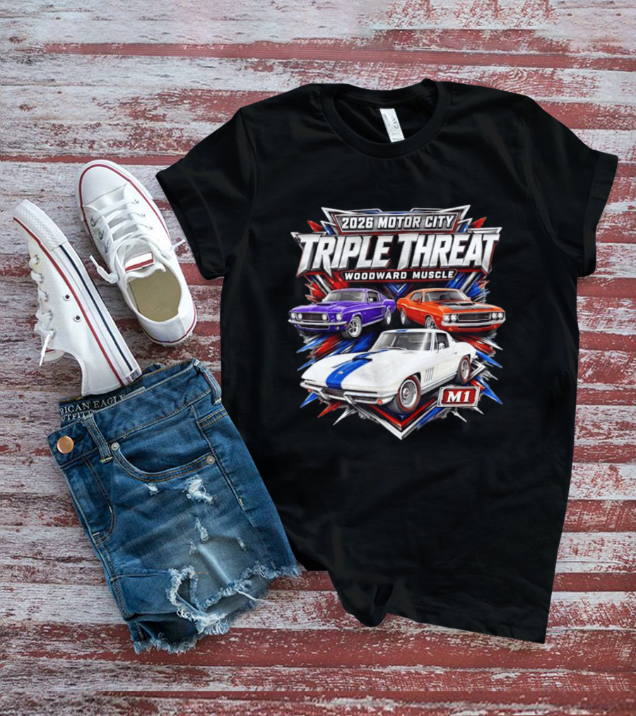 2026 Motor City Woodward Muscle Triple Threat M1 T-Shirt