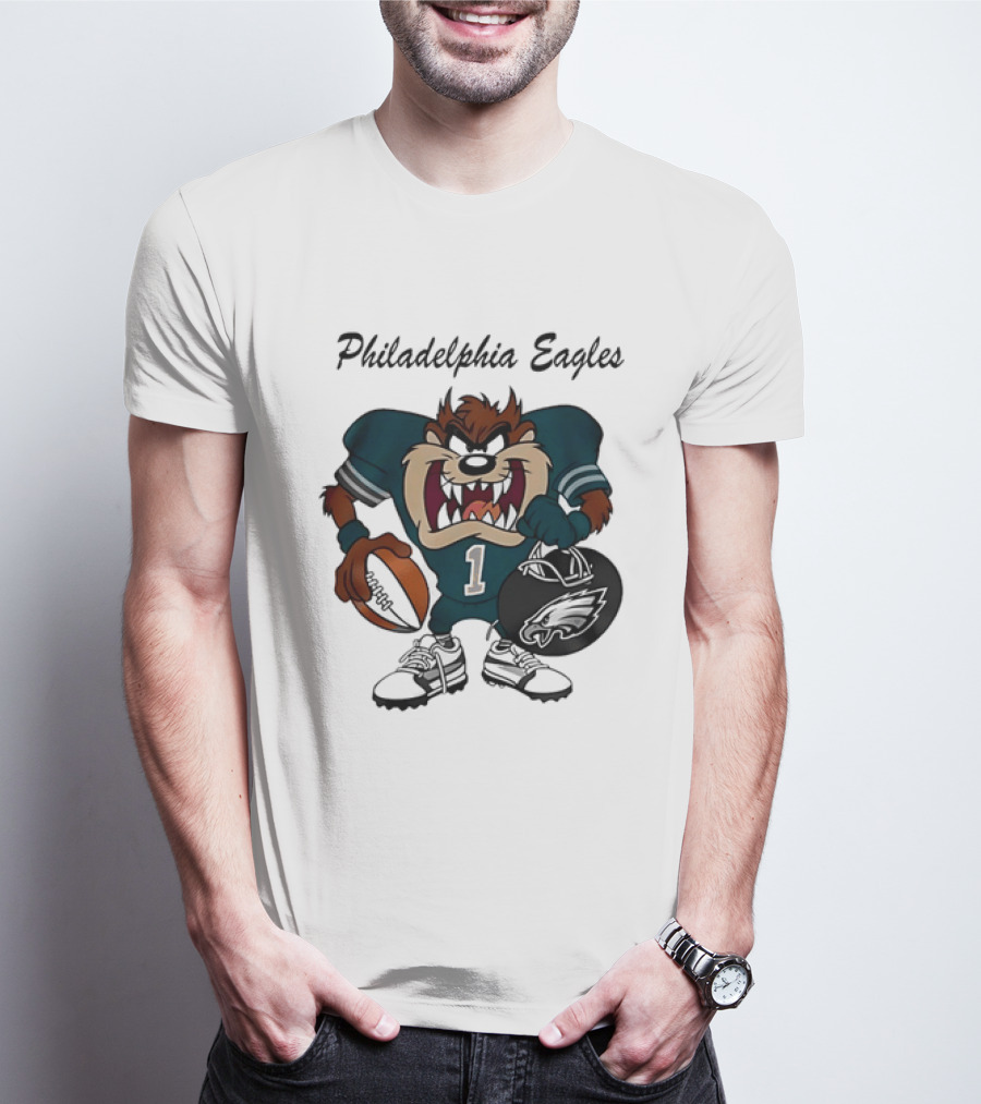 Philadelphia Eagles Taz Tasmanian Devil Football Player Cartoon T-Shirt