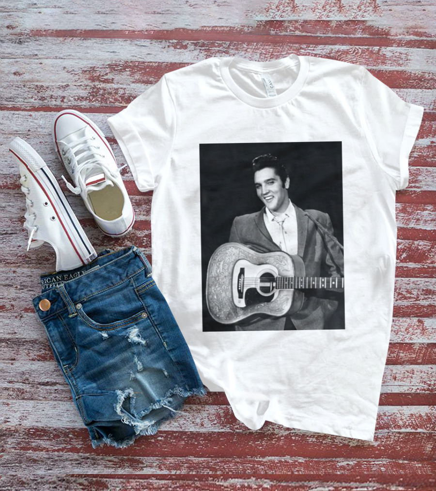 Elvis Presley Rock And Roll Iconic 1956 Style With Guitar T-Shirt