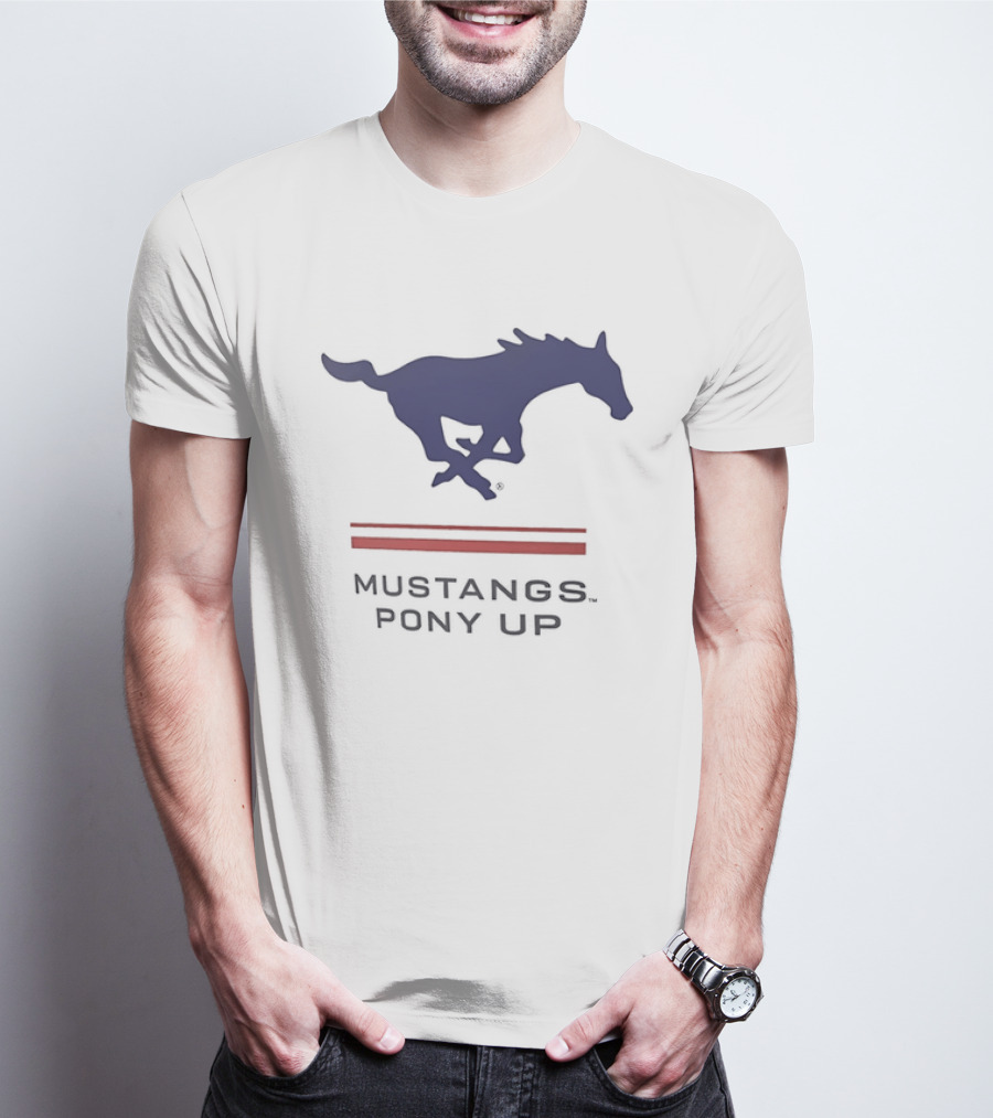 Southern Methodist University Mustangs Pony Up Text And Horse T-Shirt