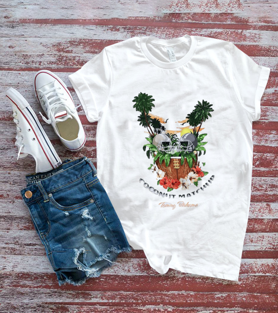Tommy Bahama Coconut Matchup Football Tropical Palms Helmets Hibiscus T-Shirt