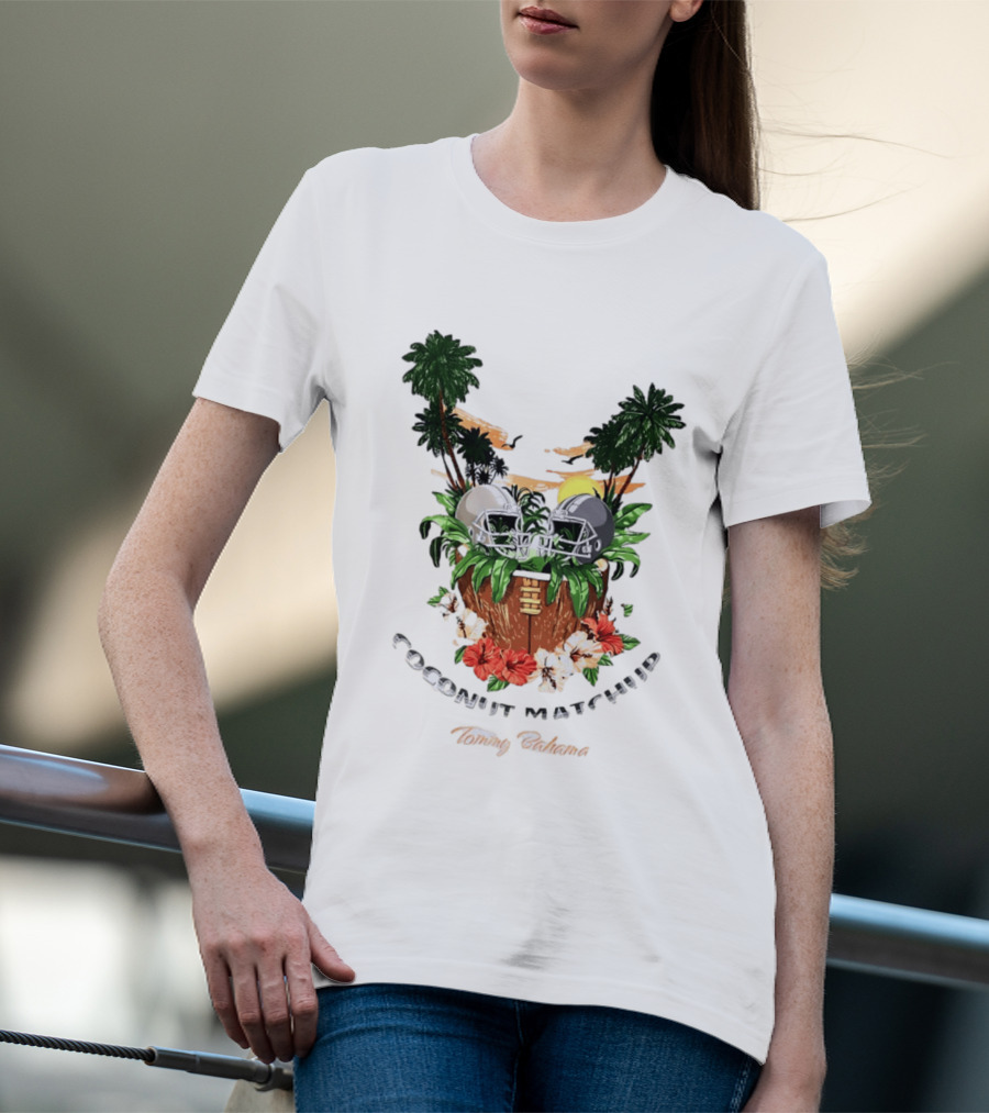 Tommy Bahama Coconut Matchup Football Tropical Palms Helmets Hibiscus T-Shirt