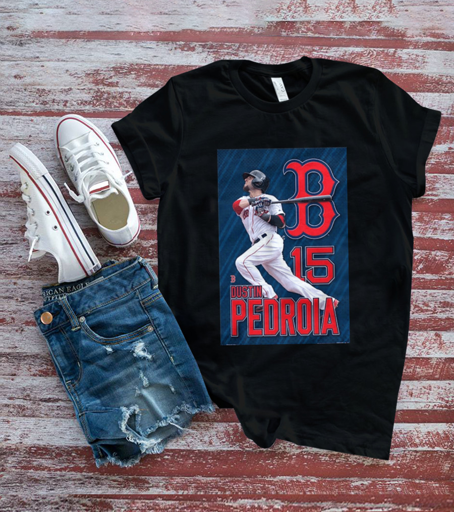 Dustin Pedroia Boston Red Sox 15 MLB Baseball Action T-Shirt
