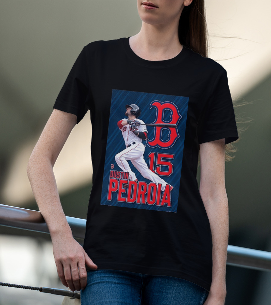 Dustin Pedroia Boston Red Sox 15 MLB Baseball Action T-Shirt